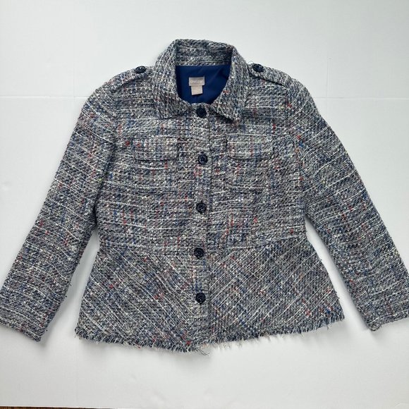 Chico's Tweed Peplum Jacket Blazer Multi Size 1 - Picture 2 of 4